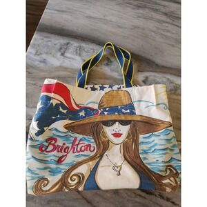 Brighton Canvas Tote Bag Nautical Chic Ahoy‎ Patriotic Beach Summer Fun